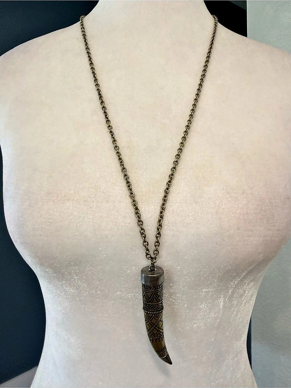 Silpada N3238 Adventure Seeker Sterling Silver Brass Horn Necklace 32” Gold Tone